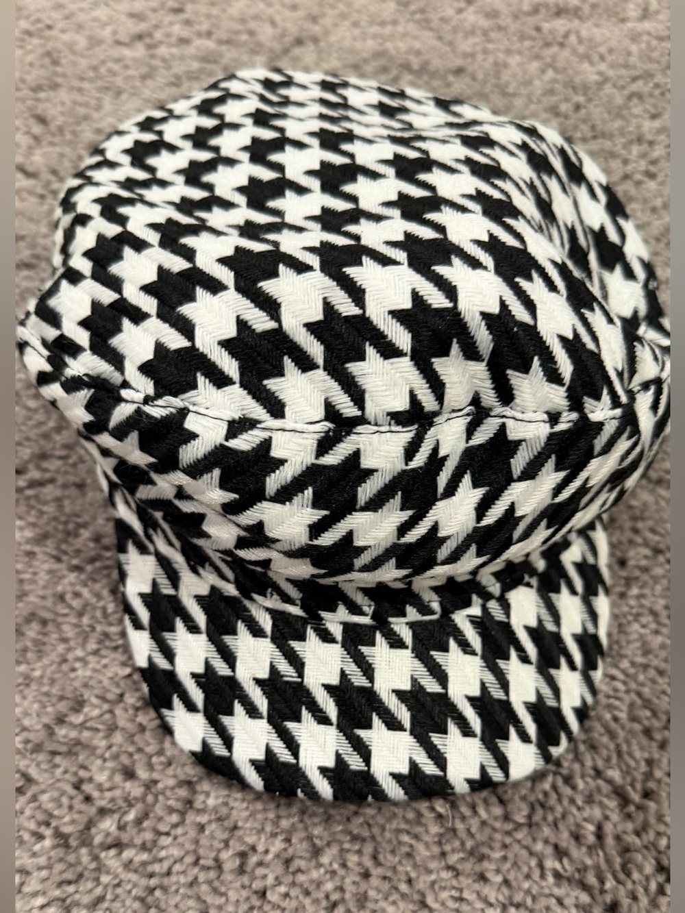 Black and White Houndstooth Baker Boy Cap